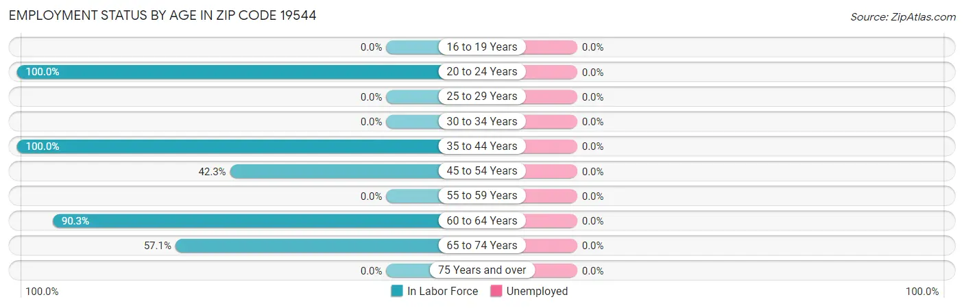 Employment Status by Age in Zip Code 19544