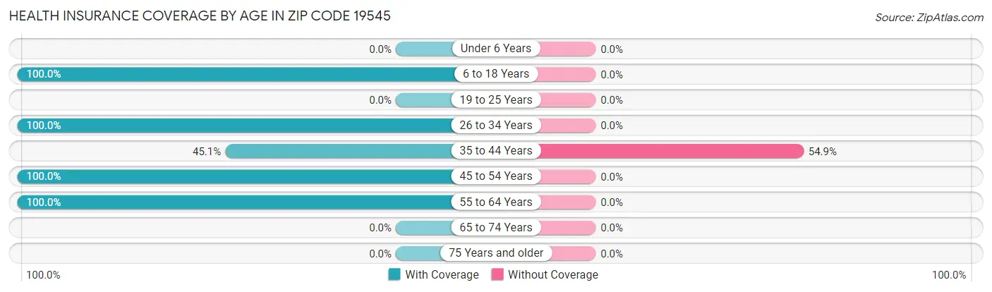 Health Insurance Coverage by Age in Zip Code 19545