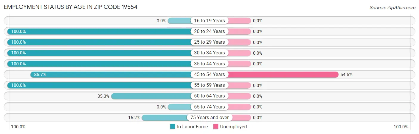 Employment Status by Age in Zip Code 19554