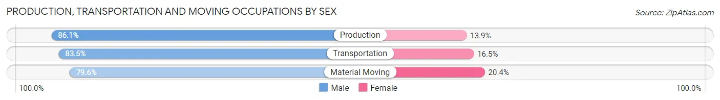 Production, Transportation and Moving Occupations by Sex in Zip Code 19555