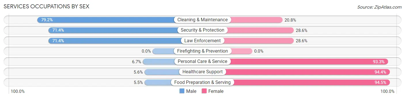 Services Occupations by Sex in Zip Code 19555