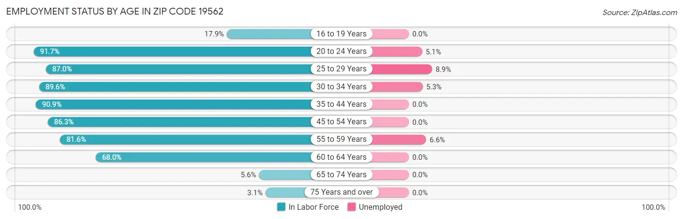 Employment Status by Age in Zip Code 19562