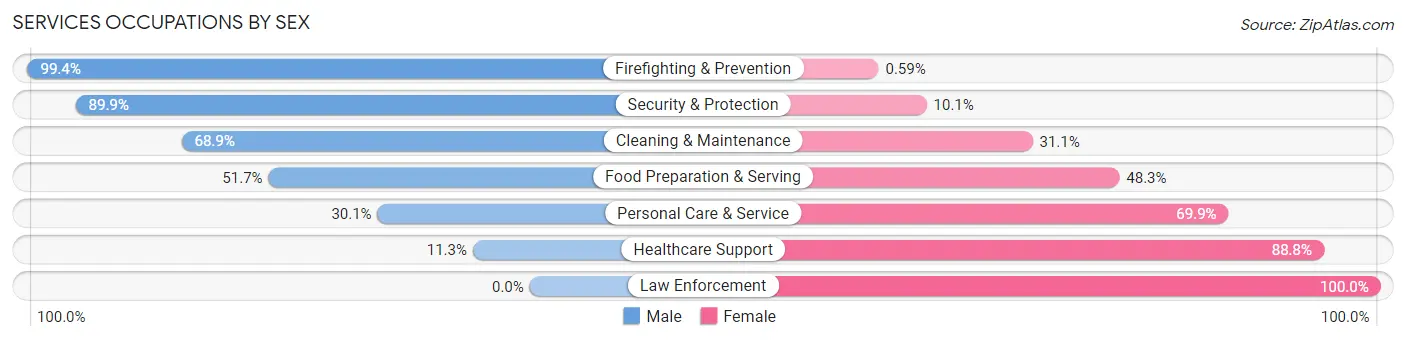 Services Occupations by Sex in Zip Code 19601