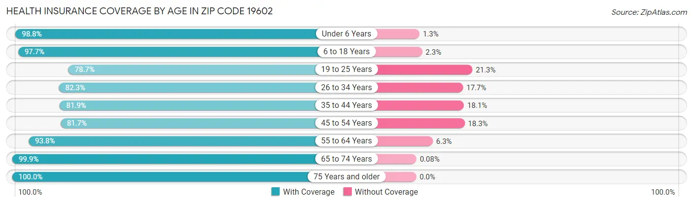 Health Insurance Coverage by Age in Zip Code 19602