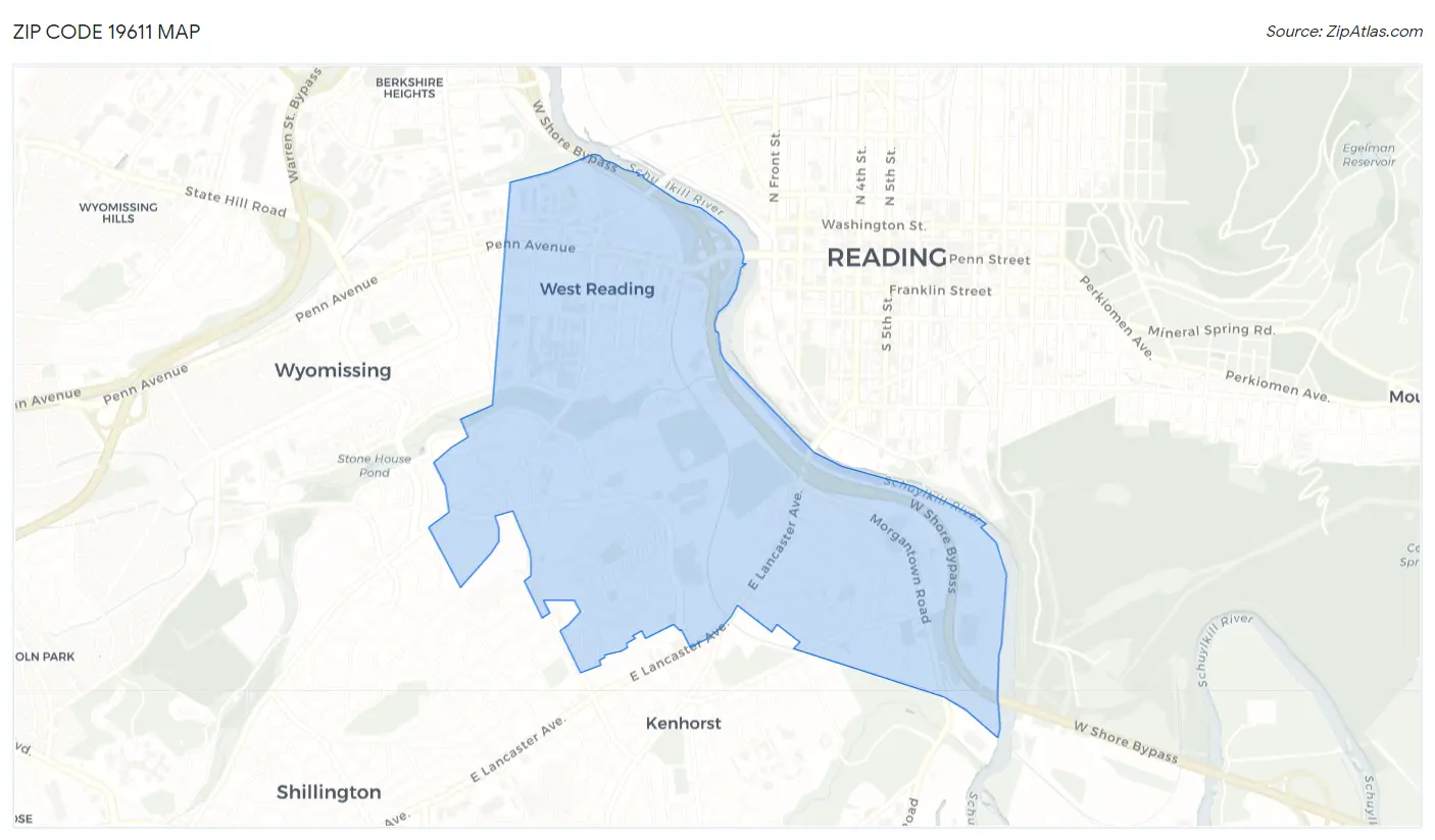 Zip Code 19611 Map