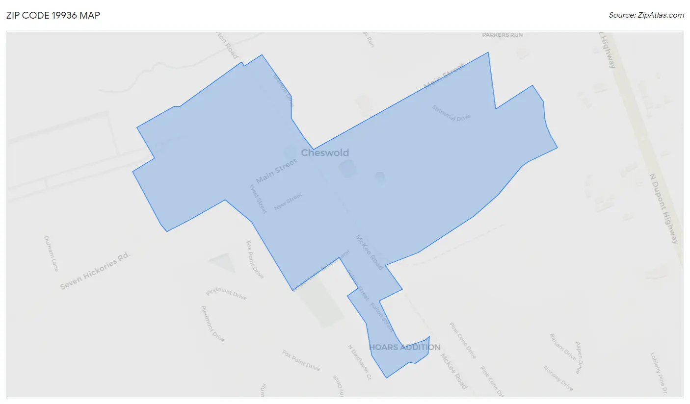 Zip Code 19936 Map