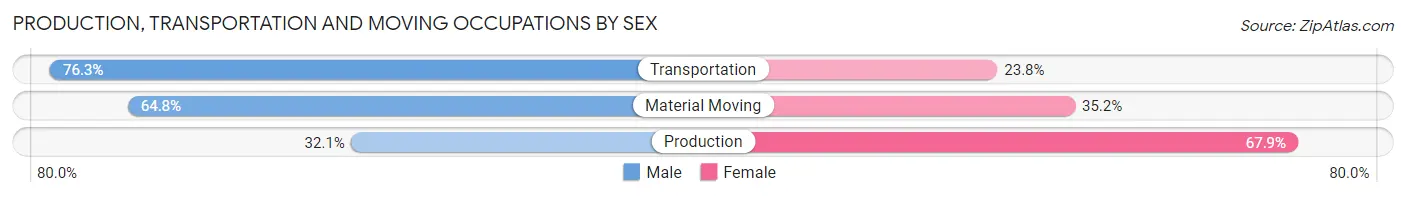Production, Transportation and Moving Occupations by Sex in Zip Code 20001