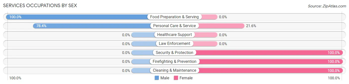 Services Occupations by Sex in Zip Code 20036