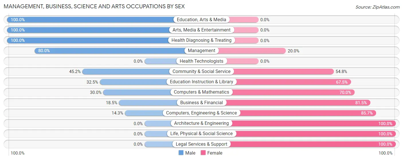 Management, Business, Science and Arts Occupations by Sex in Zip Code 20064