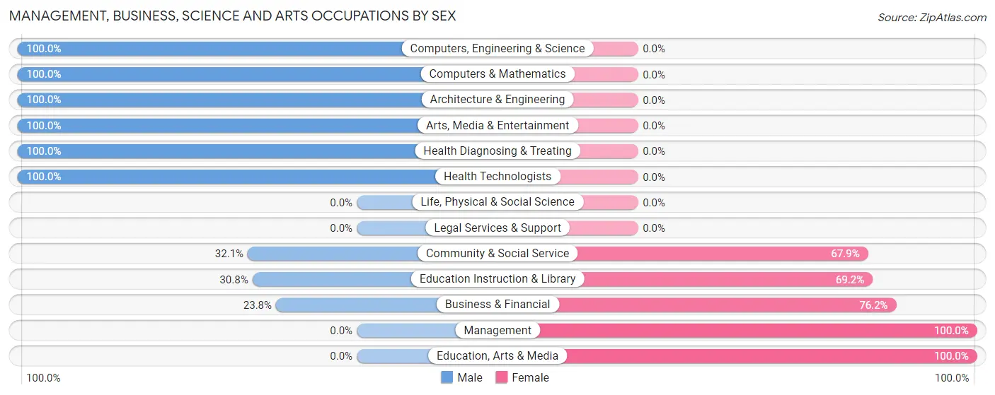 Management, Business, Science and Arts Occupations by Sex in Zip Code 20143