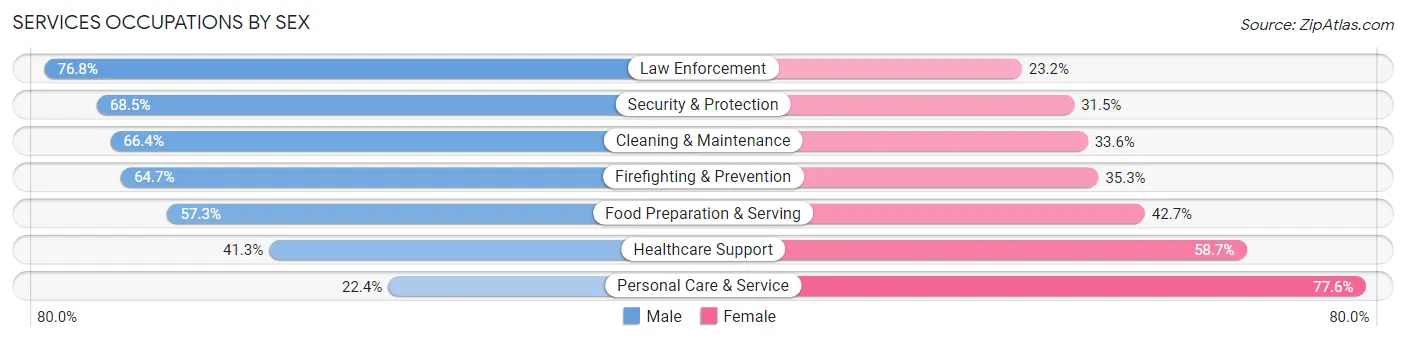 Services Occupations by Sex in Zip Code 20147