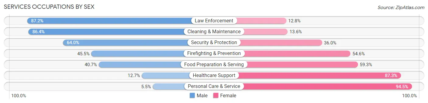Services Occupations by Sex in Zip Code 20152