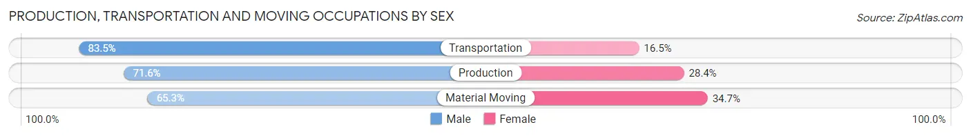 Production, Transportation and Moving Occupations by Sex in Zip Code 20164