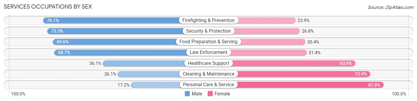 Services Occupations by Sex in Zip Code 20165