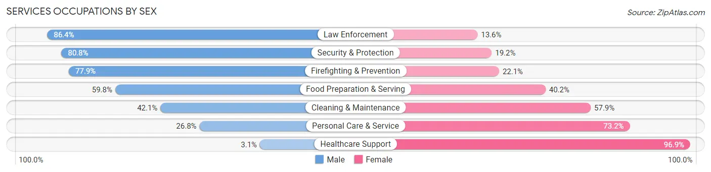 Services Occupations by Sex in Zip Code 20170