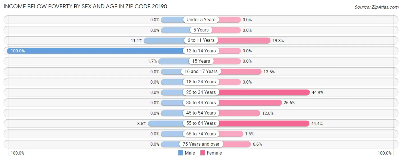 Income Below Poverty by Sex and Age in Zip Code 20198