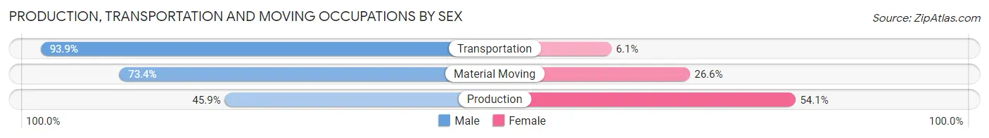 Production, Transportation and Moving Occupations by Sex in Zip Code 20619