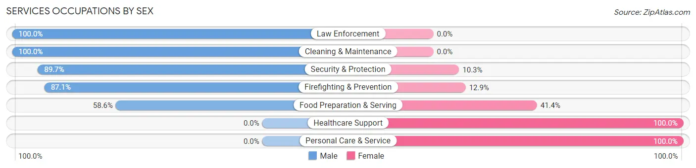 Services Occupations by Sex in Zip Code 20636