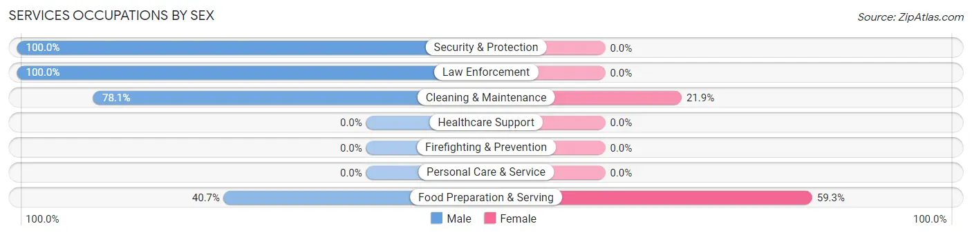 Services Occupations by Sex in Zip Code 20693