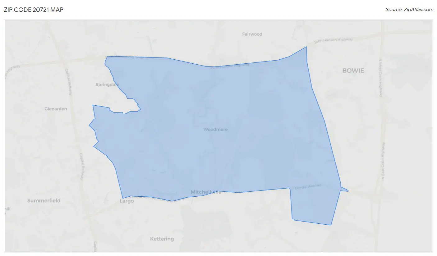 Zip Code 20721 Map