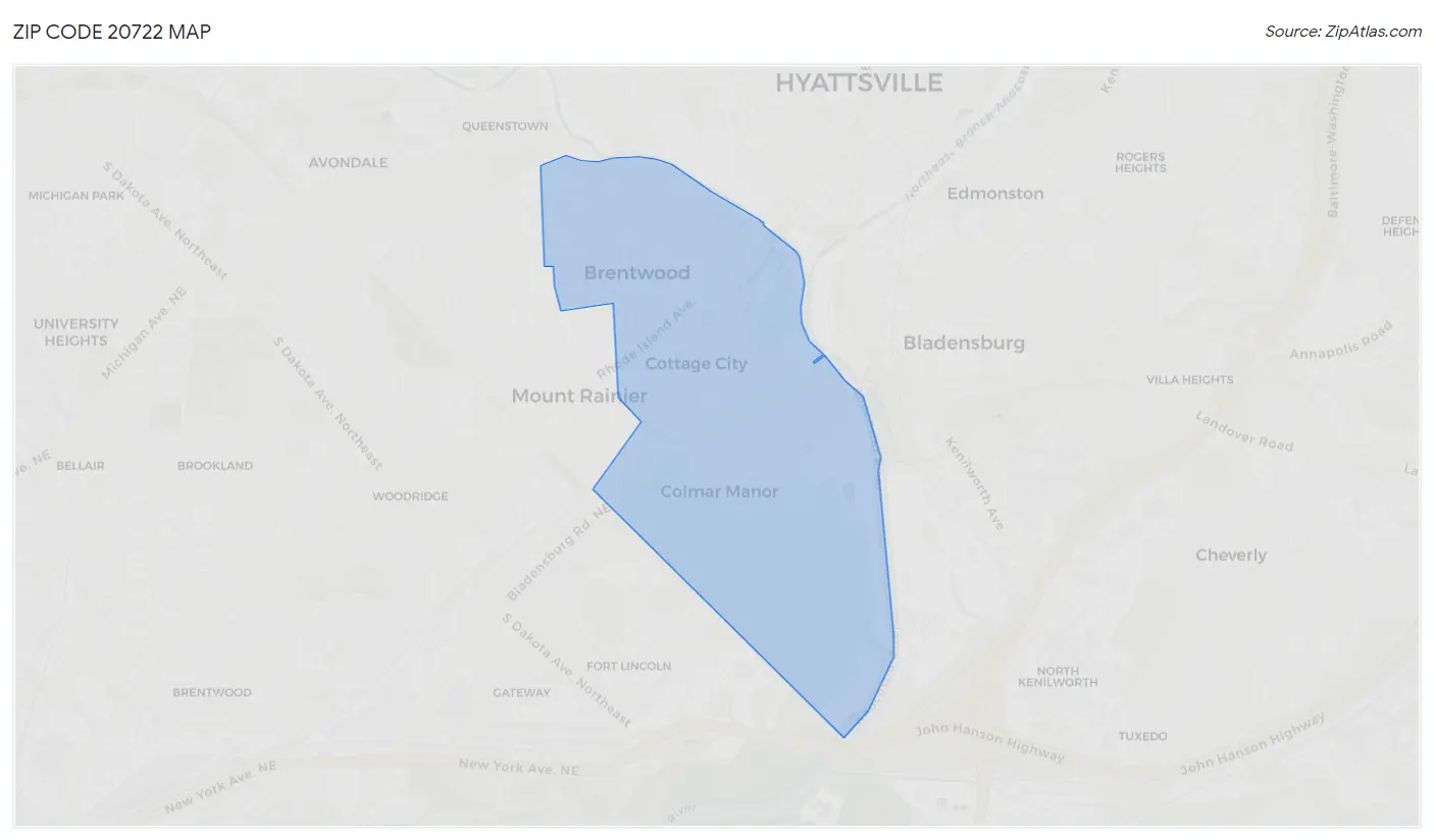 Zip Code 20722 Map