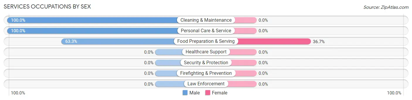 Services Occupations by Sex in Zip Code 20742