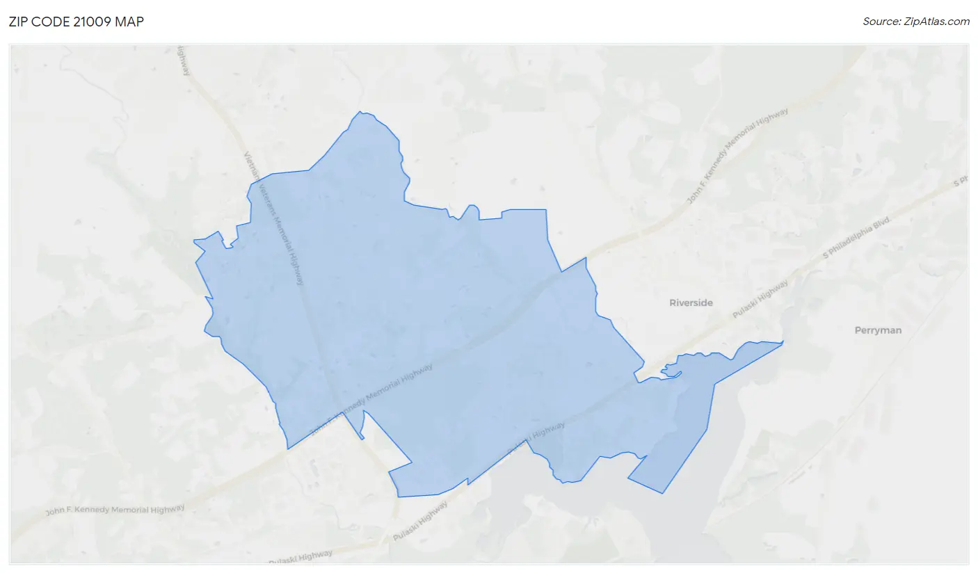 Zip Code 21009 Map