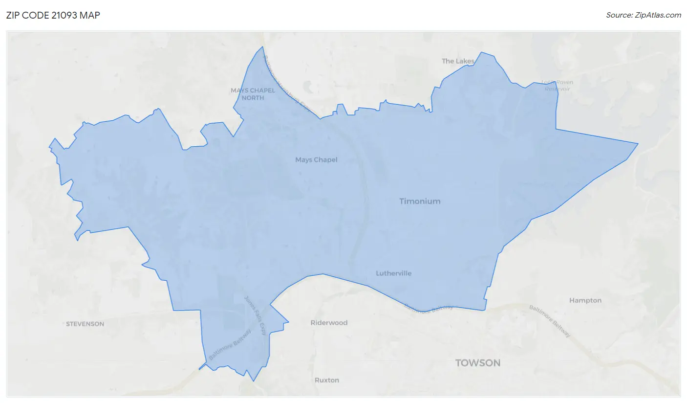 Zip Code 21093 Map