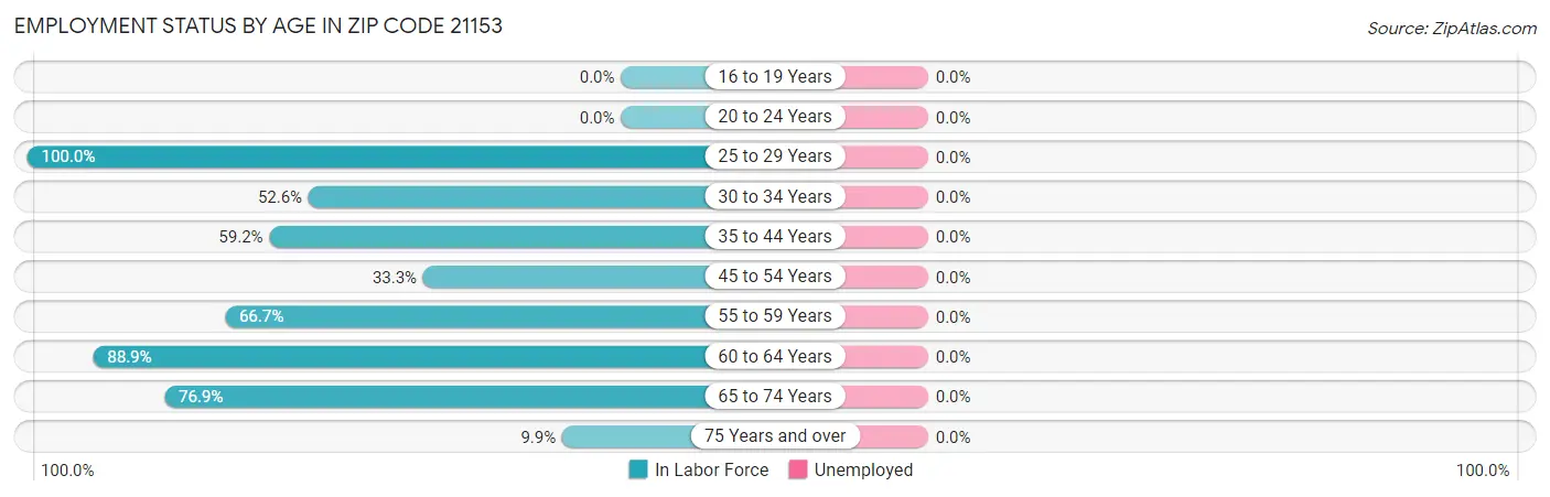 Employment Status by Age in Zip Code 21153