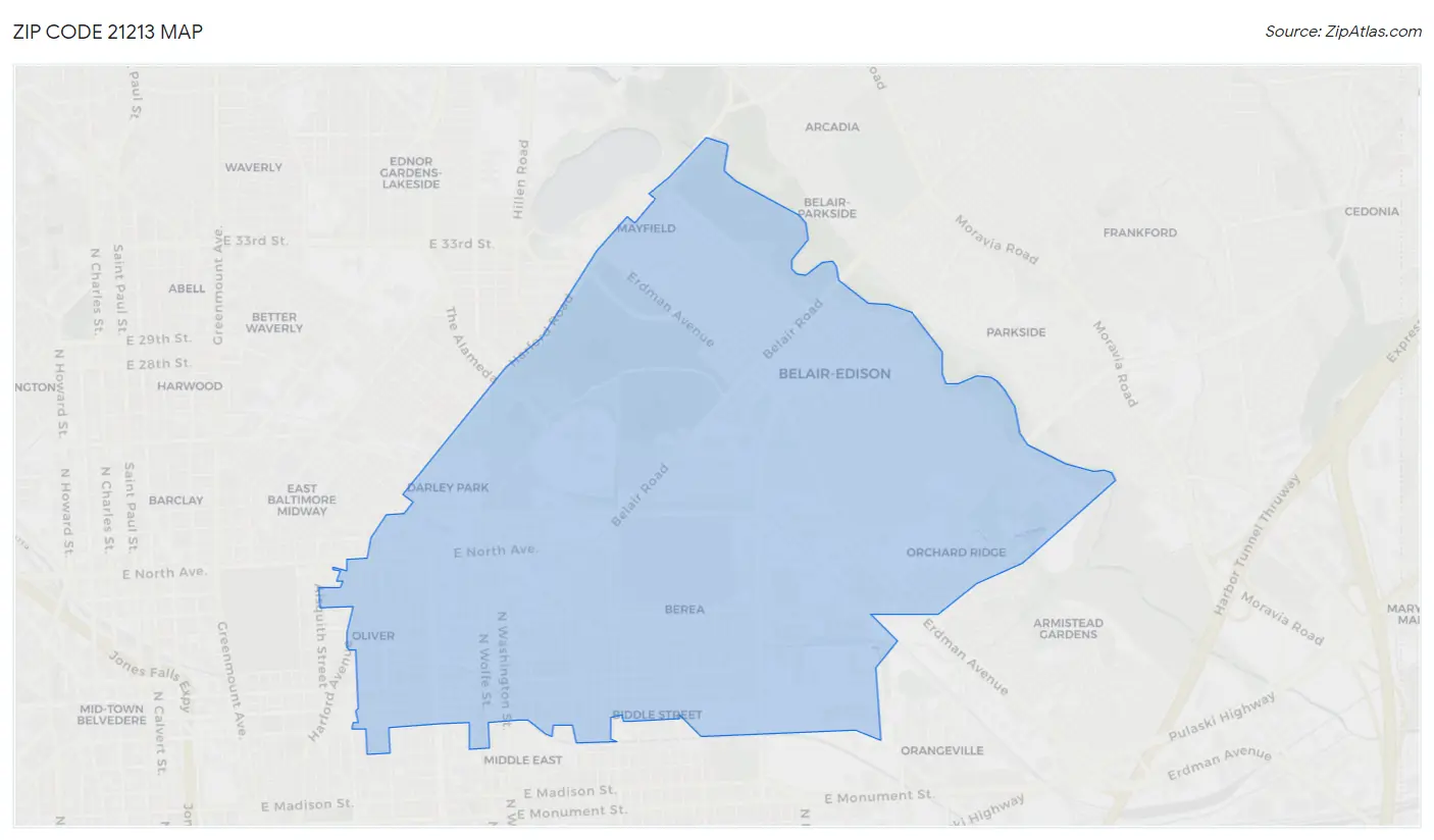 Zip Code 21213 Map