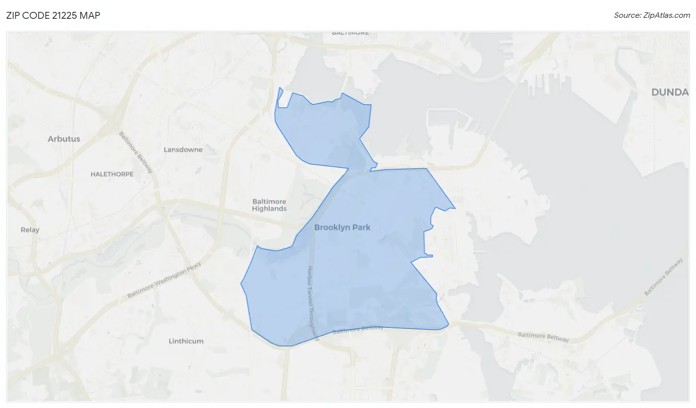 Zip Code 21225 Map