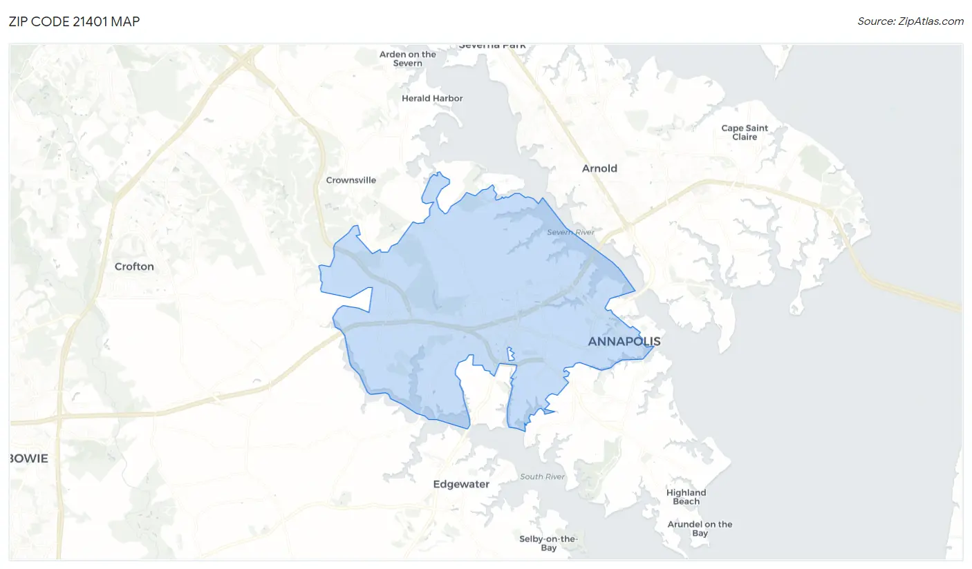 Zip Code 21401 Map