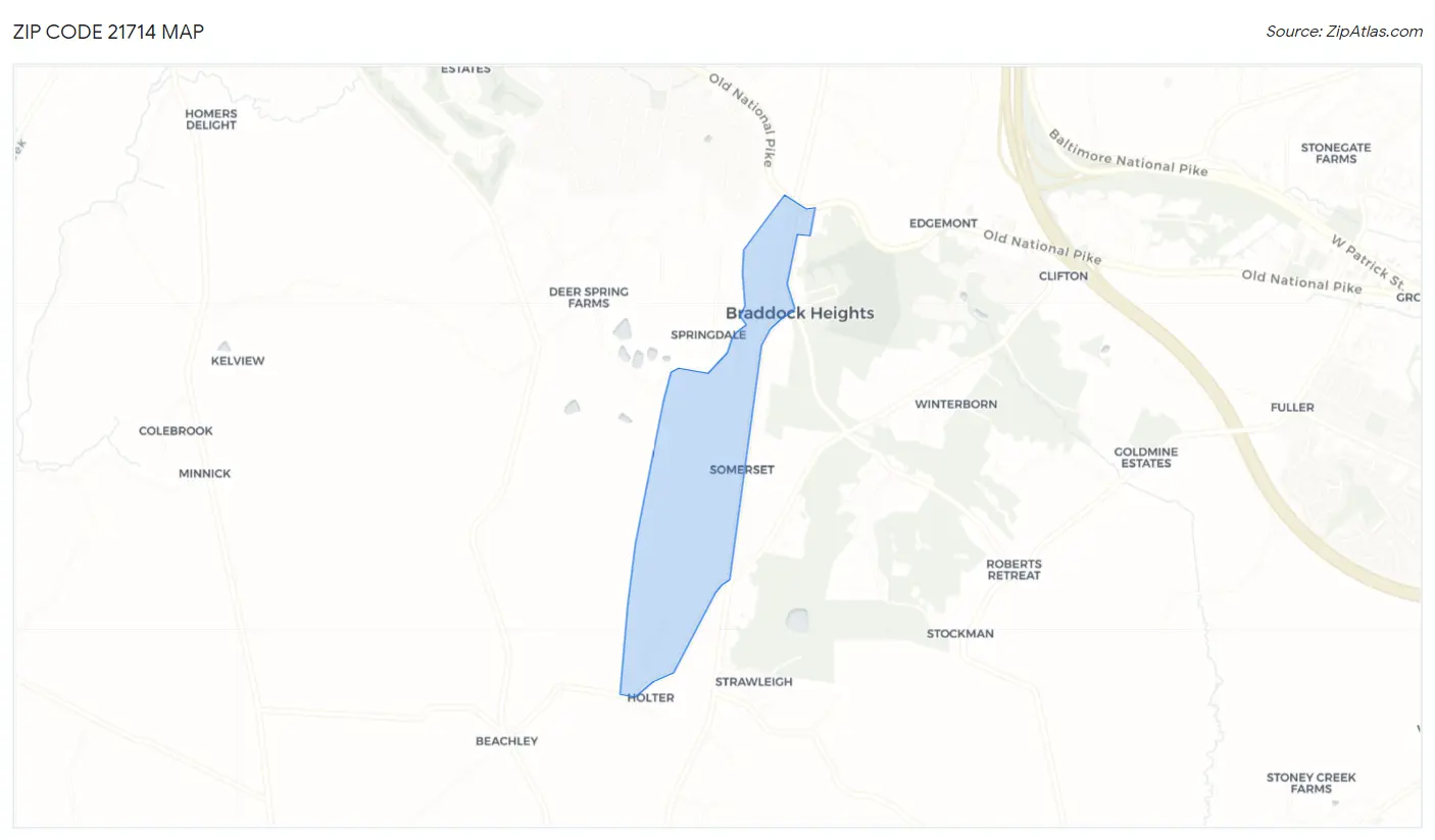 Zip Code 21714 Map