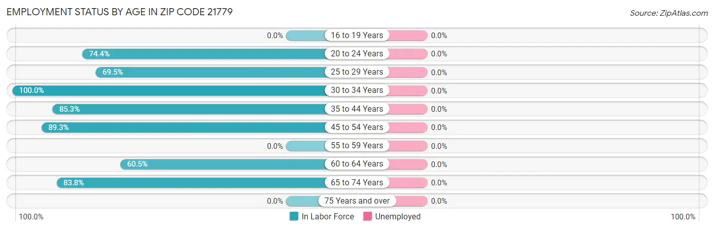 Employment Status by Age in Zip Code 21779