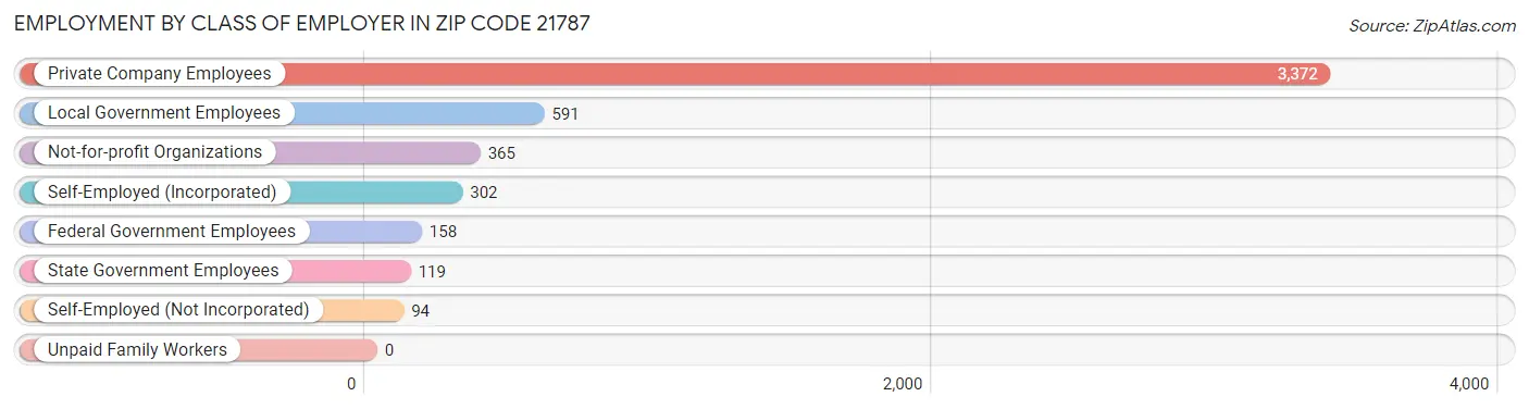 Employment by Class of Employer in Zip Code 21787