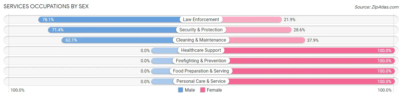 Services Occupations by Sex in Zip Code 21875