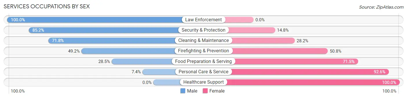 Services Occupations by Sex in Zip Code 21911