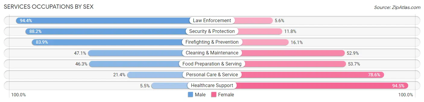 Services Occupations by Sex in Zip Code 22026
