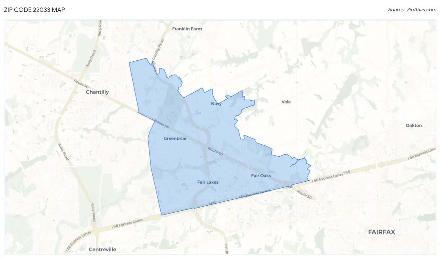 Zip Code 22033 Map