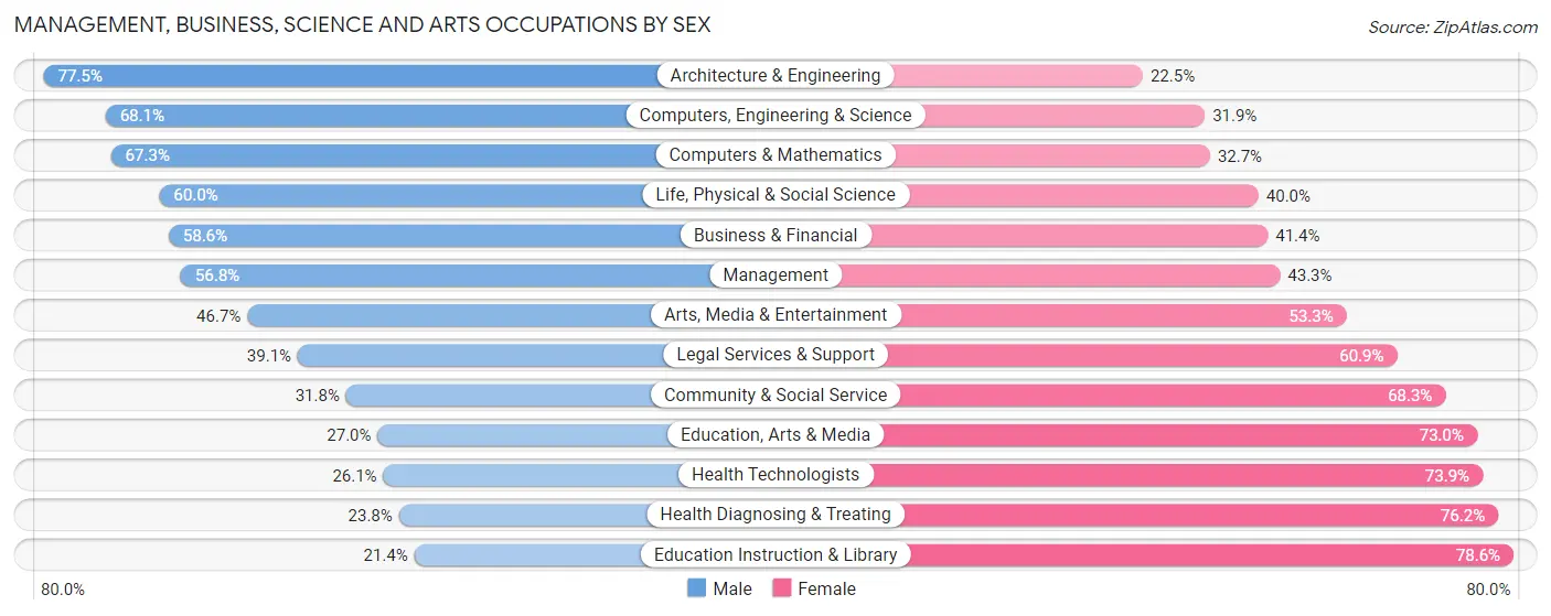 Management, Business, Science and Arts Occupations by Sex in Zip Code 22041