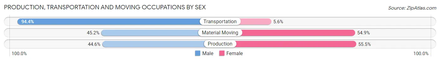 Production, Transportation and Moving Occupations by Sex in Zip Code 22042