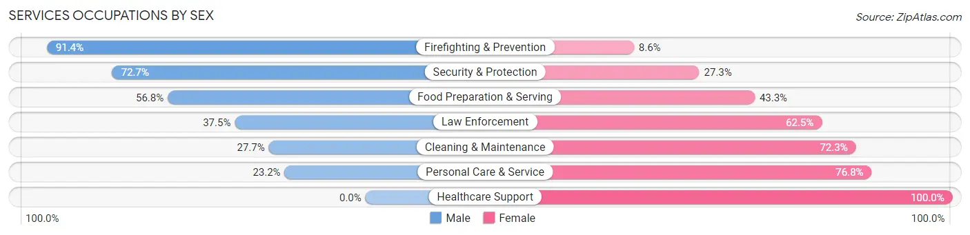 Services Occupations by Sex in Zip Code 22046