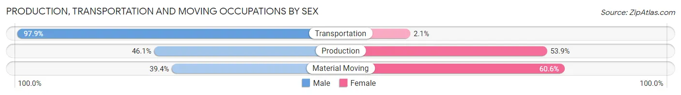 Production, Transportation and Moving Occupations by Sex in Zip Code 22150