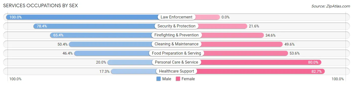 Services Occupations by Sex in Zip Code 22151