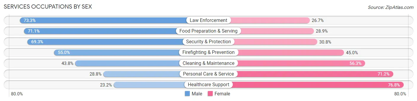Services Occupations by Sex in Zip Code 22201