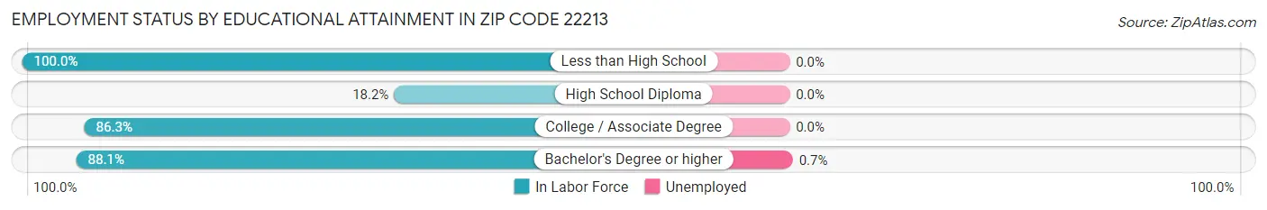 Employment Status by Educational Attainment in Zip Code 22213