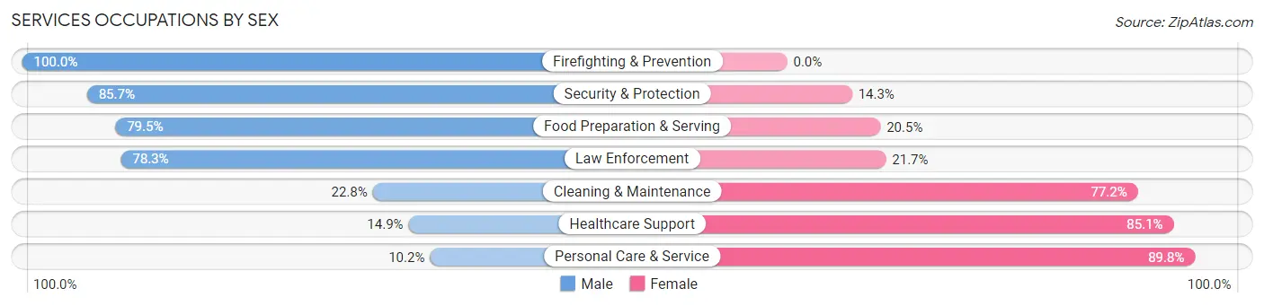 Services Occupations by Sex in Zip Code 22303