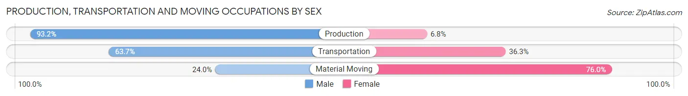 Production, Transportation and Moving Occupations by Sex in Zip Code 22307