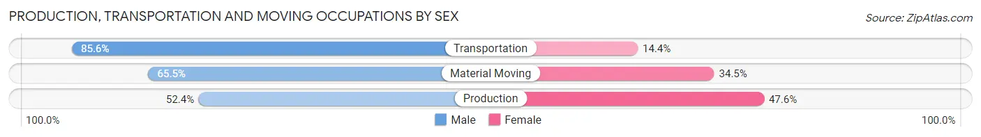 Production, Transportation and Moving Occupations by Sex in Zip Code 22309