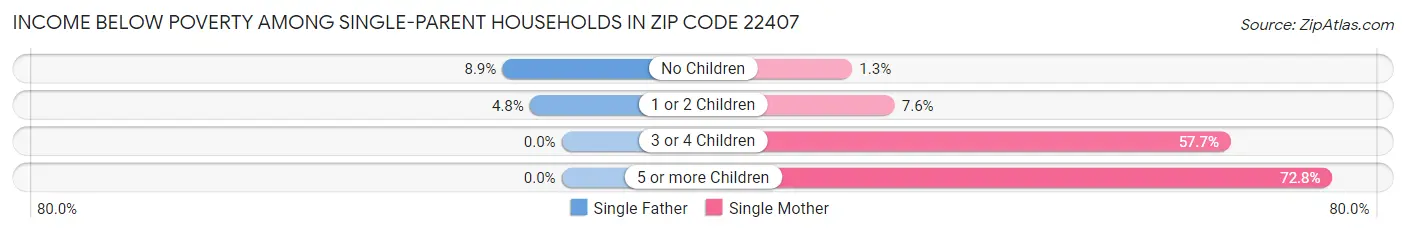 Income Below Poverty Among Single-Parent Households in Zip Code 22407